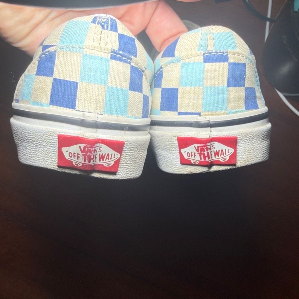 Vans Slip-On Checkerboard Sneakers in Blue and Light Blue — women’s 6/mens 4.5 - Picture 9 of 15